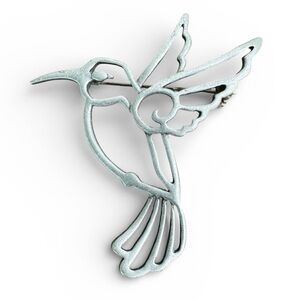 JJ Jonette Jewelry Pewter Hummingbird Brooch Bird Outline Pin Vintage 80’s